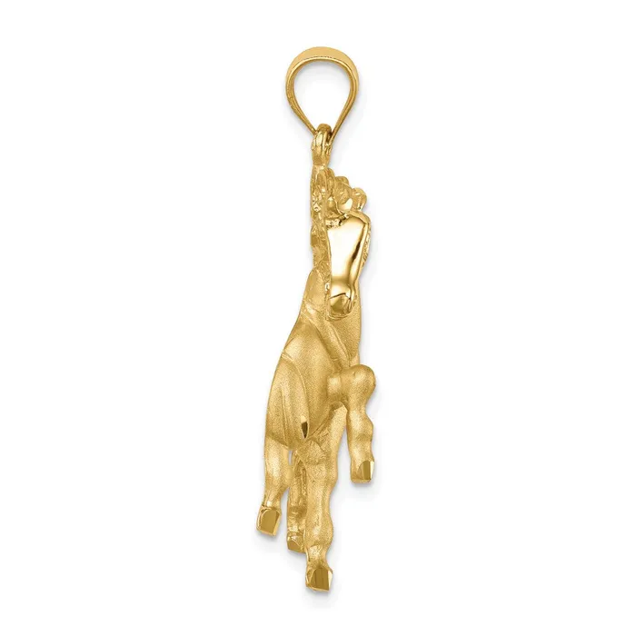 Goldia 14k Yellow Gold Brushed Polished Diamondcut Horse Pendant Necklaces