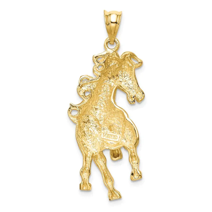 Goldia 14k Yellow Gold Brushed Polished Diamondcut Horse Pendant Necklaces