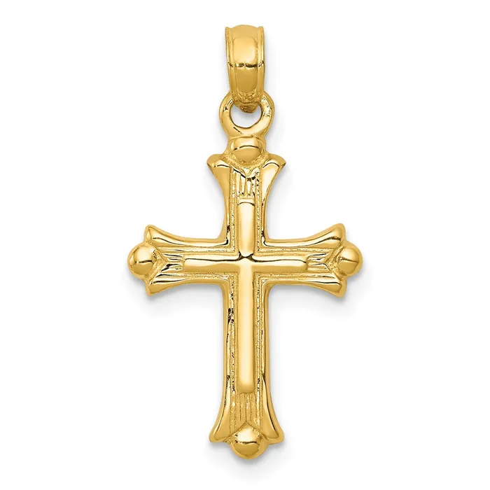 Goldia 14k Yellow Gold Budded Cross Charm Charm Necklaces