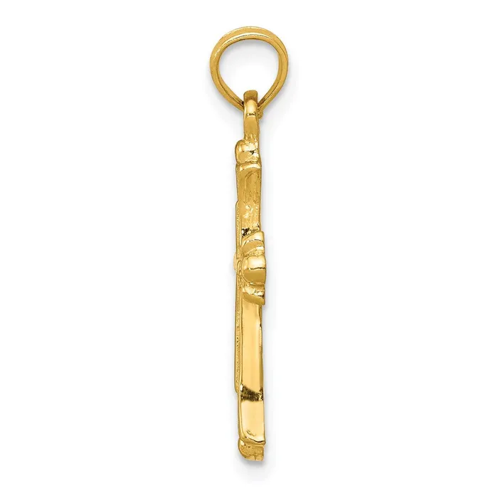 Goldia 14k Yellow Gold Budded Cross Charm Charm Necklaces