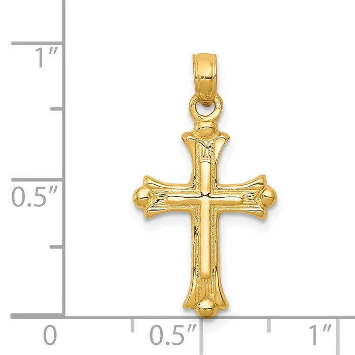 Goldia 14k Yellow Gold Budded Cross Charm Charm Necklaces