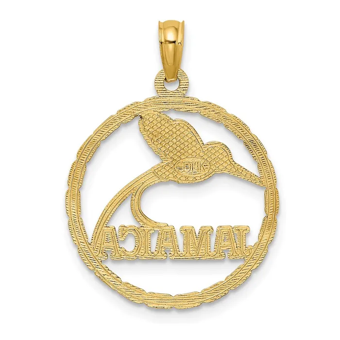 Goldia 14k Yellow Gold JAMAICA w Bird in Circle Charm Charm Necklaces