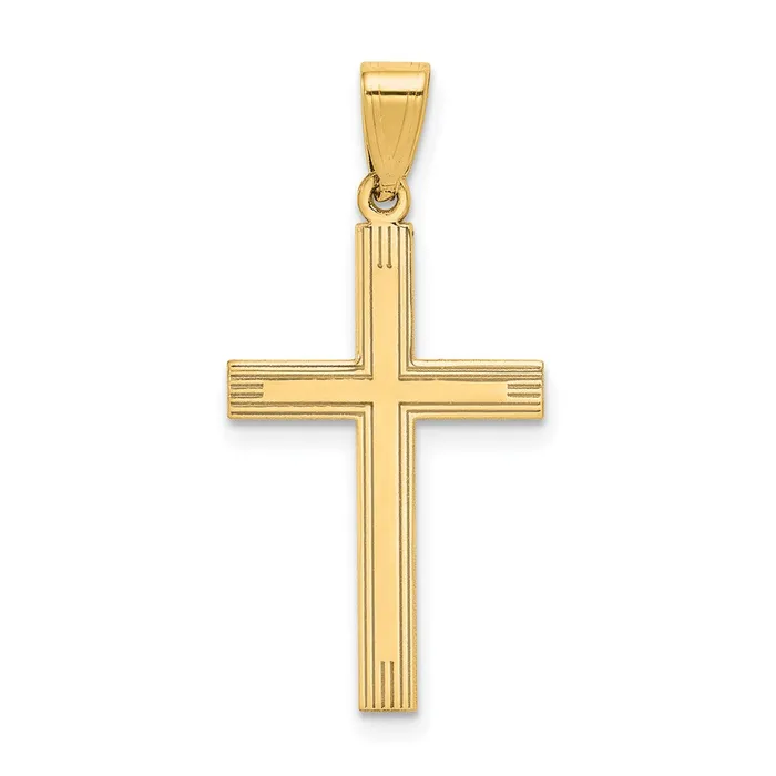 Goldia 14k Yellow Gold Polished Laser Etched Cross Charm Charm Necklaces