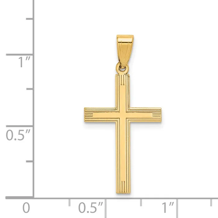 Goldia 14k Yellow Gold Polished Laser Etched Cross Charm Charm Necklaces