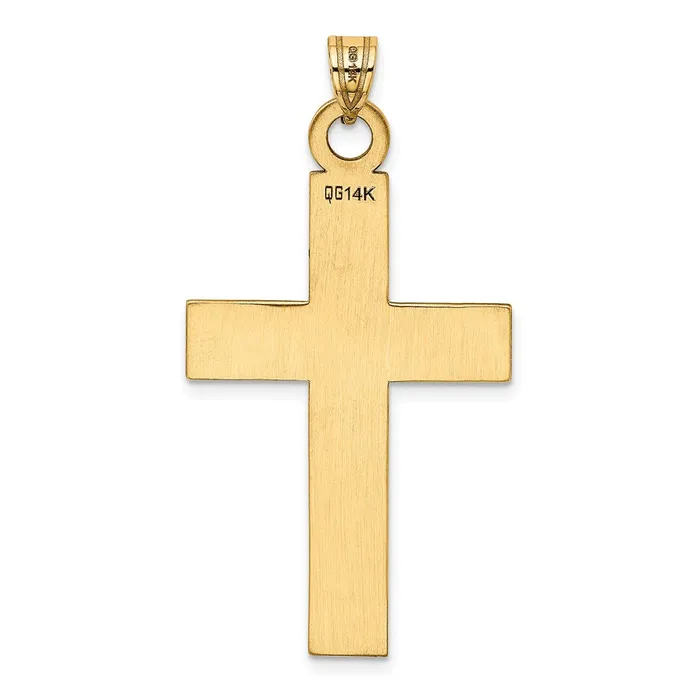 Goldia 14k Yellow Gold Polished Laser Etched Cross Charm Charm Necklaces