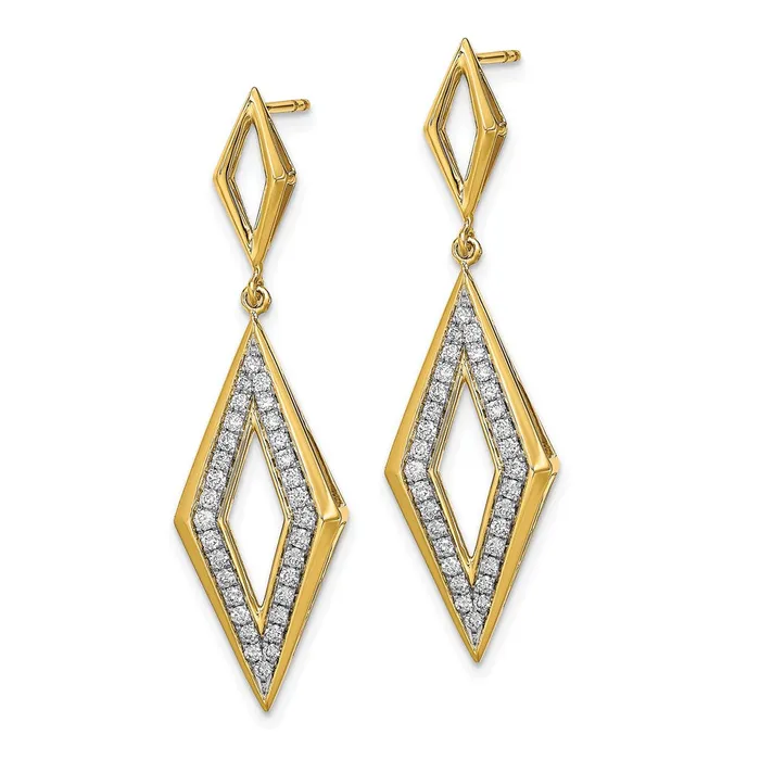 Goldia 14k Yellow Gold Polished Real Diamond Dangle Post Earrings Earrings