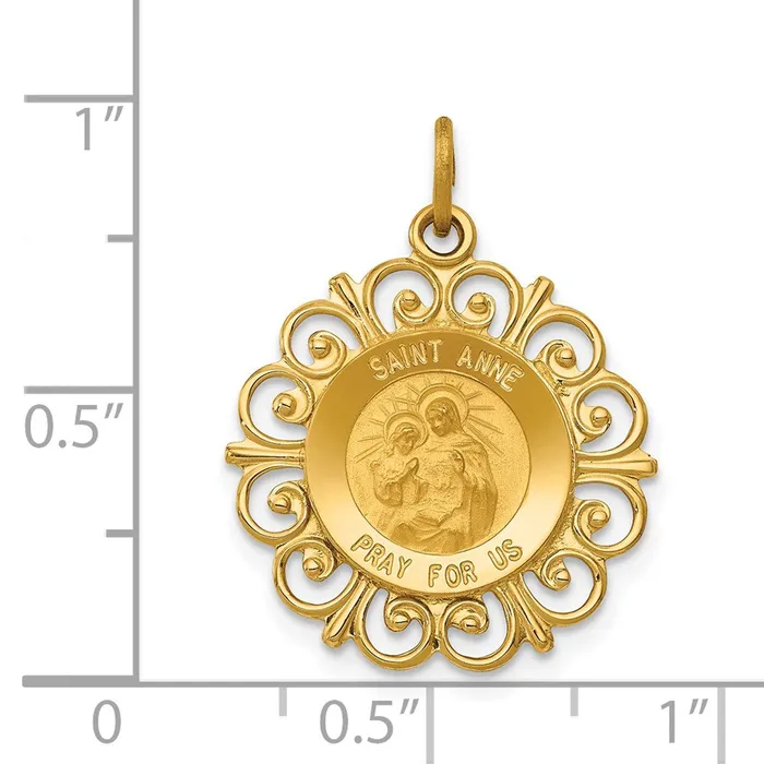 Goldia 14k Yellow Gold Saint Anne Medal Charm Charm Necklaces