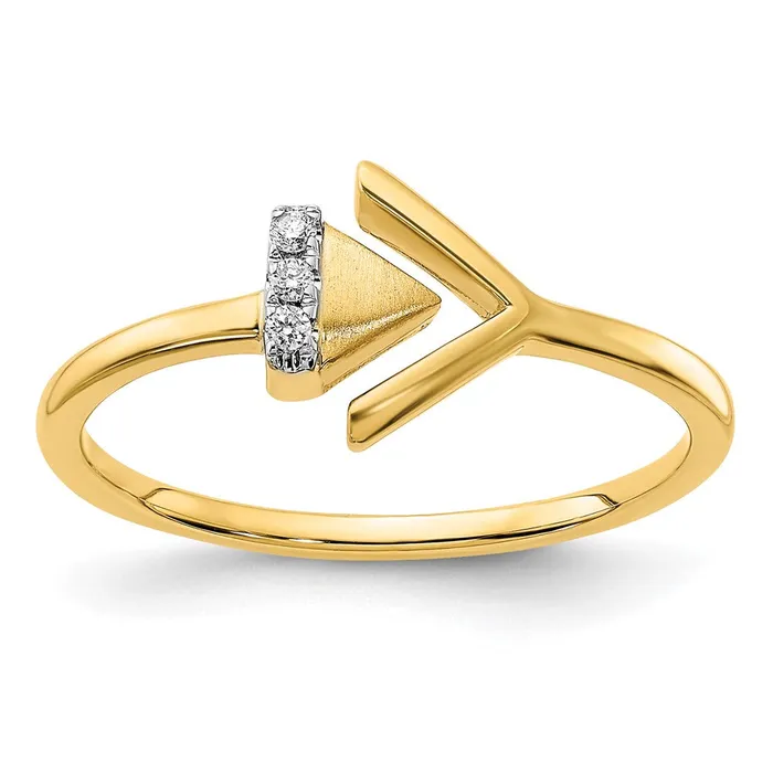 Goldia 14K Yellow Gold SatinPolished Real Diamond Sideways Double Triangle Ring Rings Goldia 14K Yellow Gold SatinPolished Real Diamond Sideways Double Triangle Ring Rings