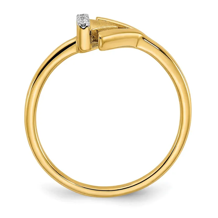 Goldia 14K Yellow Gold SatinPolished Real Diamond Sideways Double Triangle Ring Rings