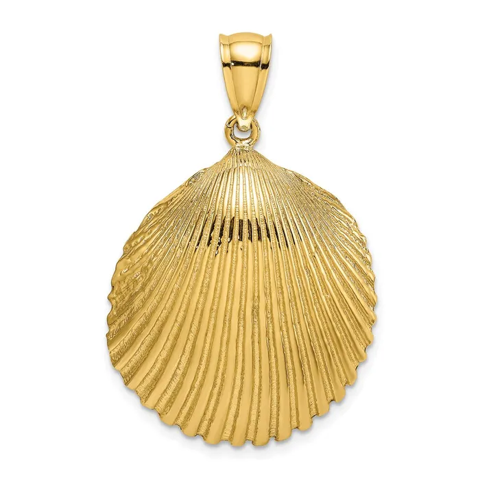 Goldia 14k Yellow Gold Textured Scallop Shell Charm Charm Necklaces
