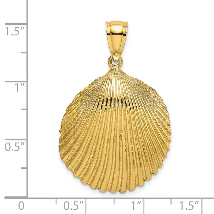 Goldia 14k Yellow Gold Textured Scallop Shell Charm Charm Necklaces