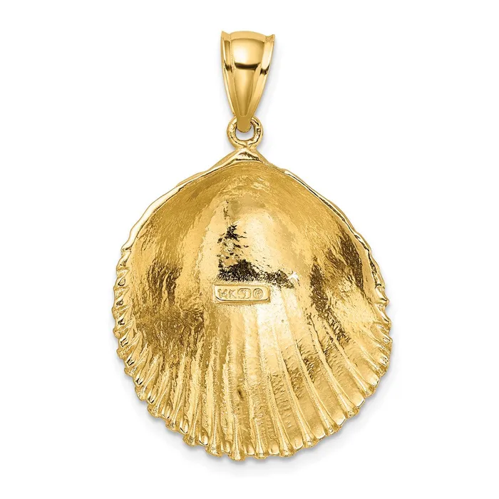 Goldia 14k Yellow Gold Textured Scallop Shell Charm Charm Necklaces