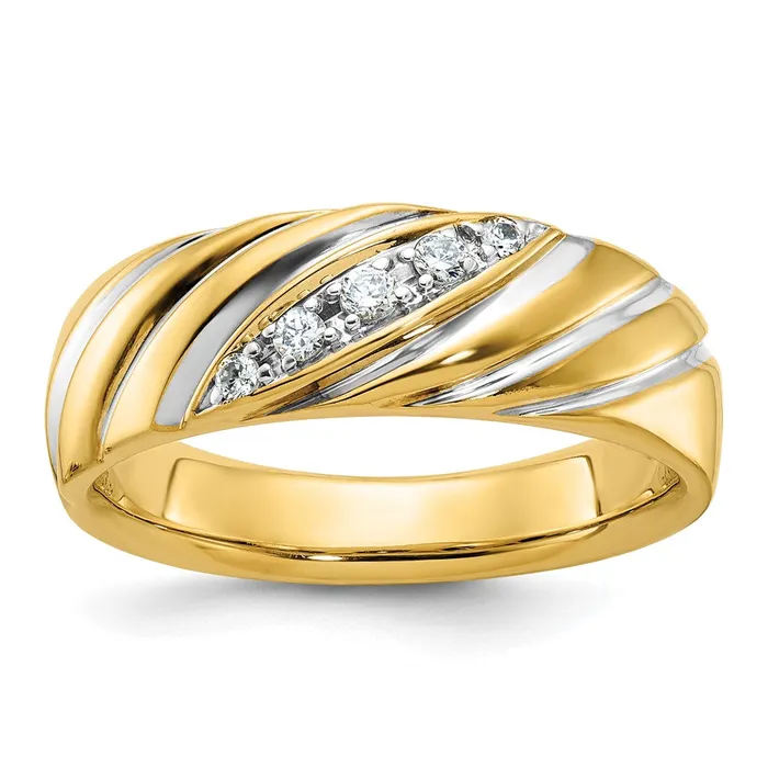 Goldia 14k Yellow u0026 Rhodium Gold with White Rhodium Mens Polished Satin 16 carat Diamond Complete Ring Rings Goldia 14k Yellow u0026 Rhodium Gold with White Rhodium Mens Polished Satin 16 carat Diamond Complete Ring Rings