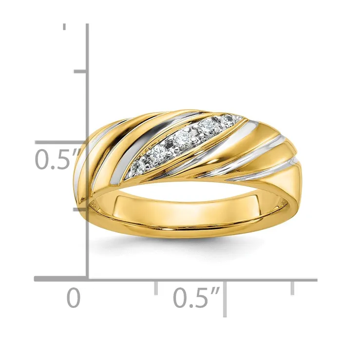 Goldia 14k Yellow u0026 Rhodium Gold with White Rhodium Mens Polished Satin 16 carat Diamond Complete Ring Rings