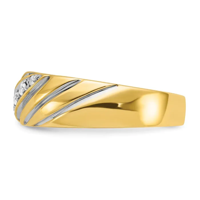 Goldia 14k Yellow u0026 Rhodium Gold with White Rhodium Mens Polished Satin 16 carat Diamond Complete Ring Rings