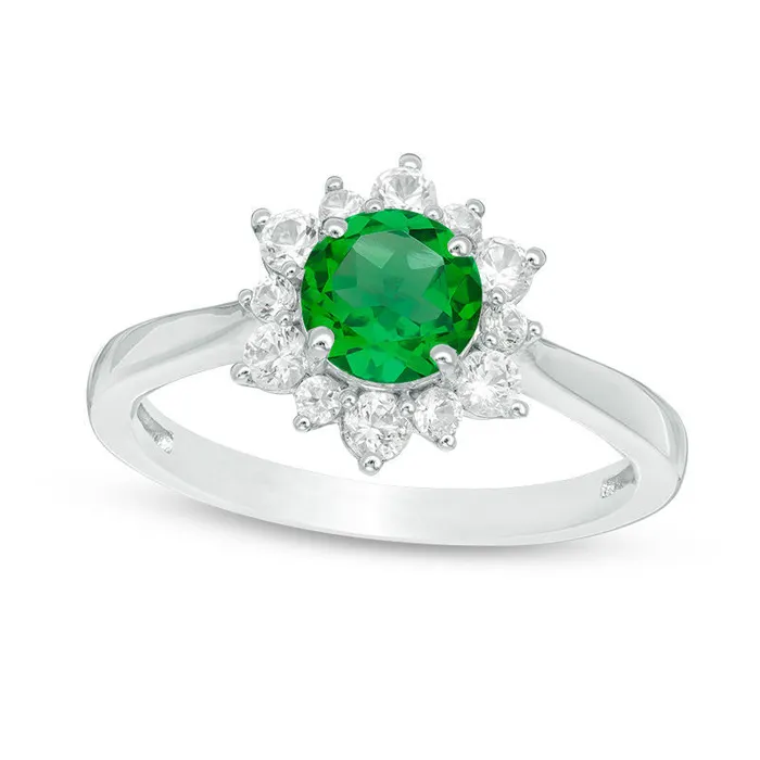 Goldia 60mm LabCreated Emerald and White Sapphire Sunburst Ring in Sterling Silver Rings Goldia 60mm LabCreated Emerald and White Sapphire Sunburst Ring in Sterling Silver Rings