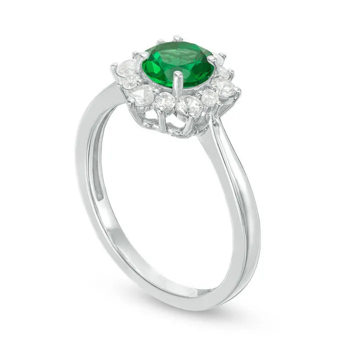 Goldia 60mm LabCreated Emerald and White Sapphire Sunburst Ring in Sterling Silver Rings Goldia 60mm LabCreated Emerald and White Sapphire Sunburst Ring in Sterling Silver Rings