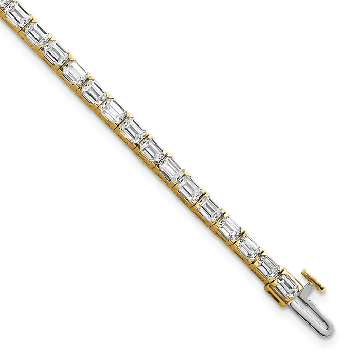 Goldia Bracelets 14k Yellow Gold 7 Ct Lab Grown Diamond VSSI G Emerald Tennis Bracelet Goldia Bracelets 14k Yellow Gold 7 Ct Lab Grown Diamond VSSI G Emerald Tennis Bracelet
