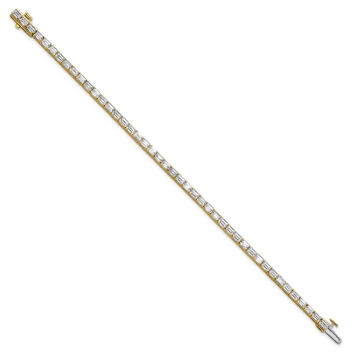Goldia Bracelets 14k Yellow Gold 7 Ct Lab Grown Diamond VSSI G Emerald Tennis Bracelet