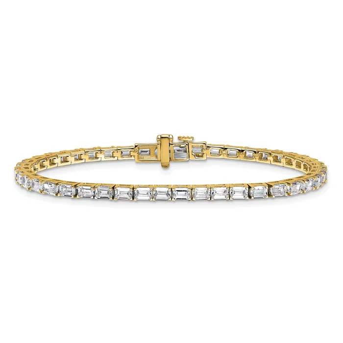 Goldia Bracelets 14k Yellow Gold 7 Ct Lab Grown Diamond VSSI G Emerald Tennis Bracelet