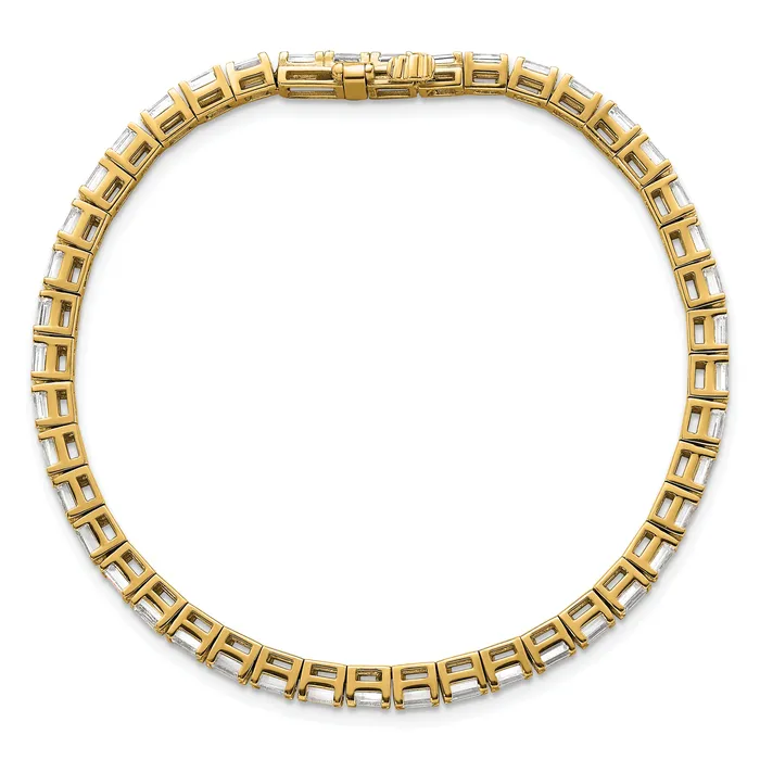 Goldia Bracelets 14k Yellow Gold 7 Ct Lab Grown Diamond VSSI G Emerald Tennis Bracelet