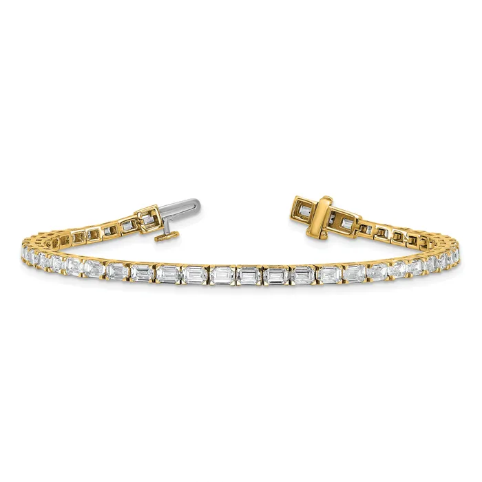 Goldia Bracelets 14k Yellow Gold 7 Ct Lab Grown Diamond VSSI G Emerald Tennis Bracelet