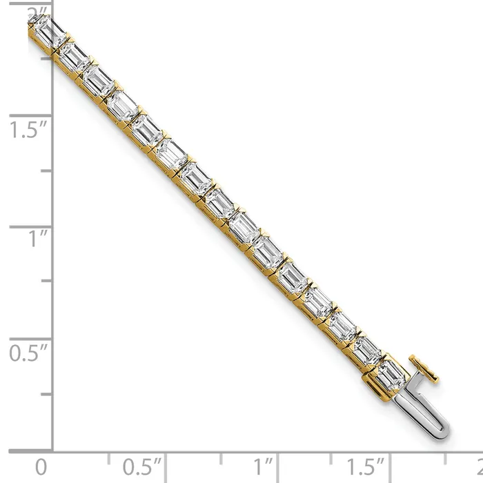Goldia Bracelets 14k Yellow Gold 7 Ct Lab Grown Diamond VSSI G Emerald Tennis Bracelet