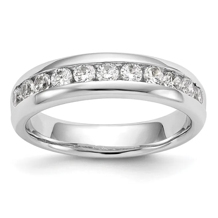 goldiaca 14K White Gold 11Stone Real Diamond Channel Band Rings