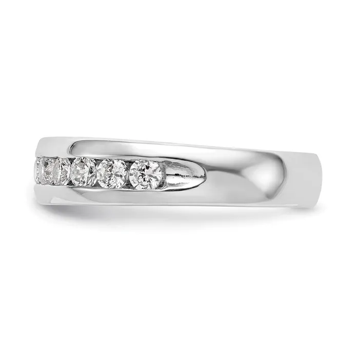 goldiaca 14K White Gold 11Stone Real Diamond Channel Band Rings