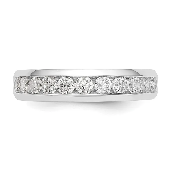 goldiaca 14K White Gold 11Stone Real Diamond Channel Band Rings
