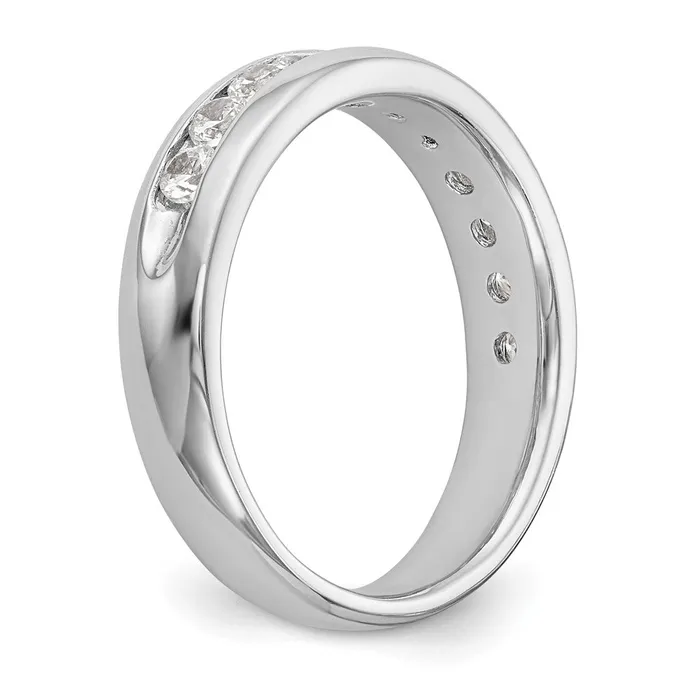 goldiaca 14K White Gold 11Stone Real Diamond Channel Band Rings