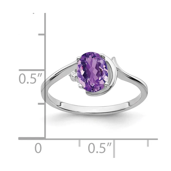 goldiaca 14k White Gold 7x5mm Oval Amethyst Checker AAA Real Diamond ring Rings goldiaca 14k White Gold 7x5mm Oval Amethyst Checker AAA Real Diamond ring Rings