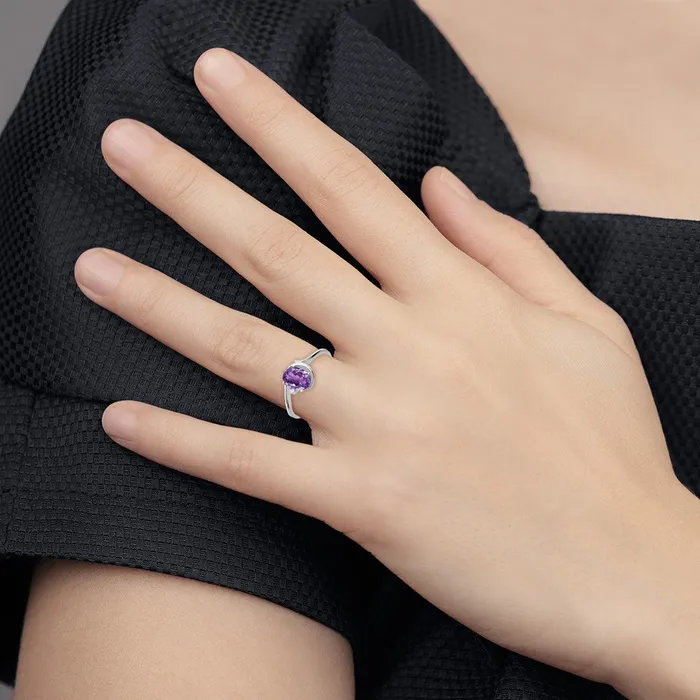goldiaca 14k White Gold 7x5mm Oval Amethyst Checker AAA Real Diamond ring Rings goldiaca 14k White Gold 7x5mm Oval Amethyst Checker AAA Real Diamond ring Rings