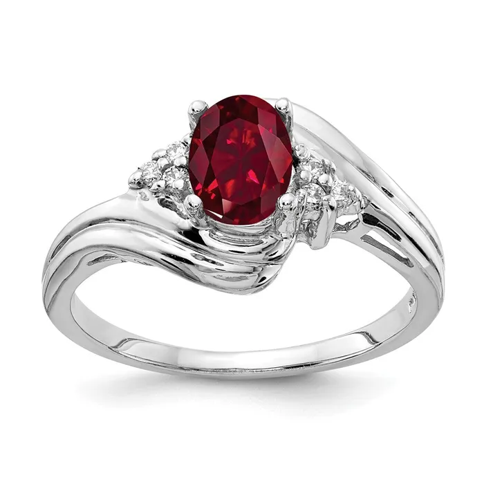 goldiaca 14k White Gold 7x5mm Oval Created Ruby AAA Real Diamond ring Rings goldiaca 14k White Gold 7x5mm Oval Created Ruby AAA Real Diamond ring Rings