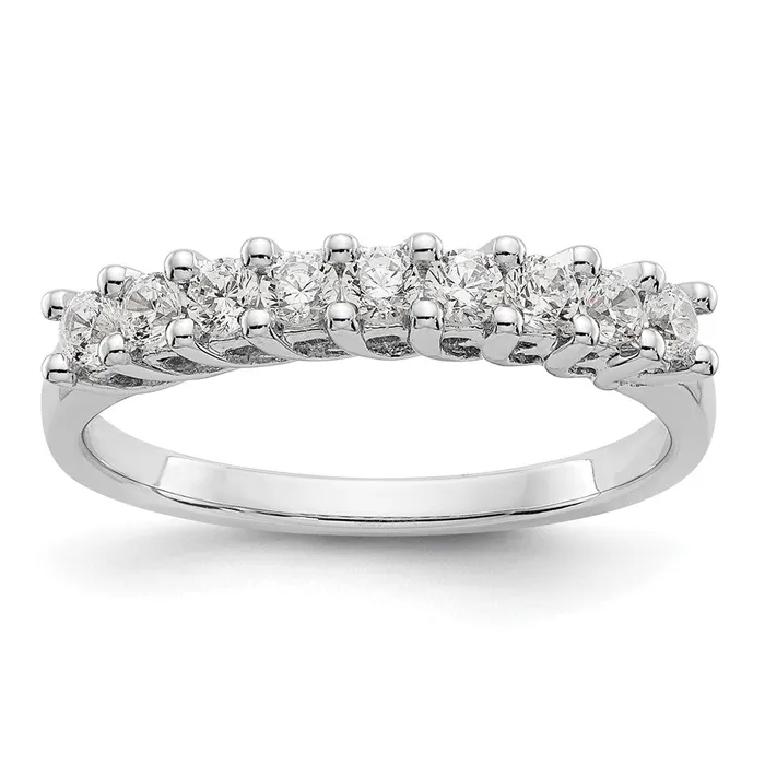 goldiaca 14K White Gold 9Stone Real Diamond Band Rings