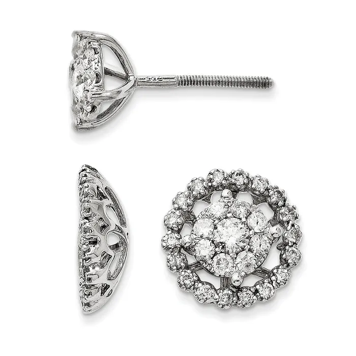 goldiaca 14K White Gold Large Flower and Jacket Diamond Post Earrings Earrings goldiaca 14K White Gold Large Flower and Jacket Diamond Post Earrings Earrings
