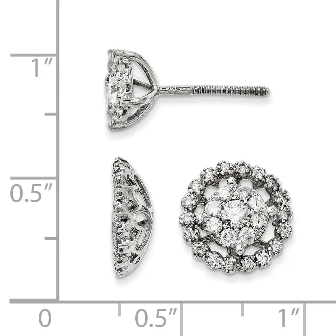 goldiaca 14K White Gold Large Flower and Jacket Diamond Post Earrings Earrings