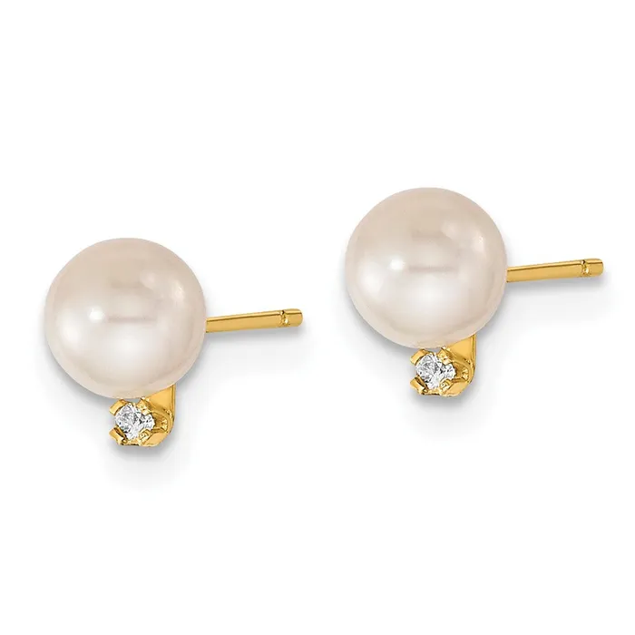 goldiaca Earrings 14K 5 6mm Saltwater Akoya Cultured Pearl and Dia Earring and Pendant Set