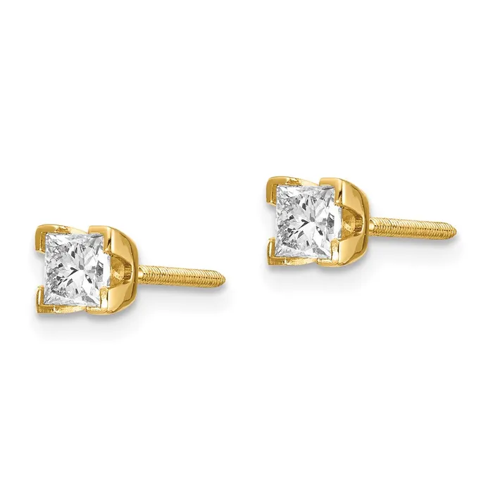 goldiaca Earrings 14k AAA Quality Complete Princess cut Diamond Earring