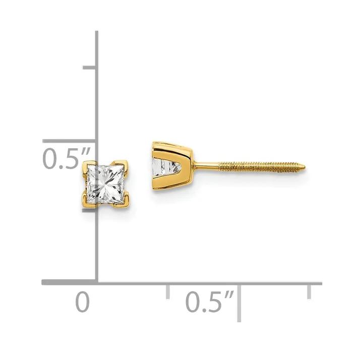 goldiaca Earrings 14k AAA Quality Complete Princess cut Diamond Earring