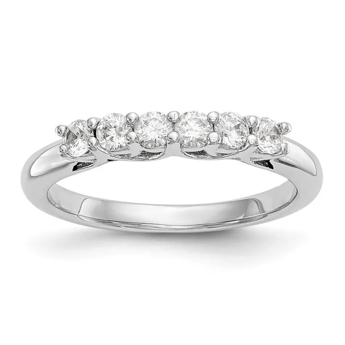 goldiaca Rings 14K White Gold 6Stone Real Diamond Band