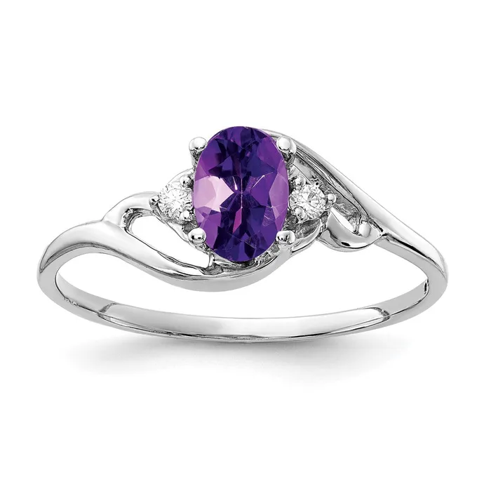 goldiaca Rings 14k White Gold 6x4mm Oval Amethyst Checker A Real Diamond ring goldiaca Rings 14k White Gold 6x4mm Oval Amethyst Checker A Real Diamond ring