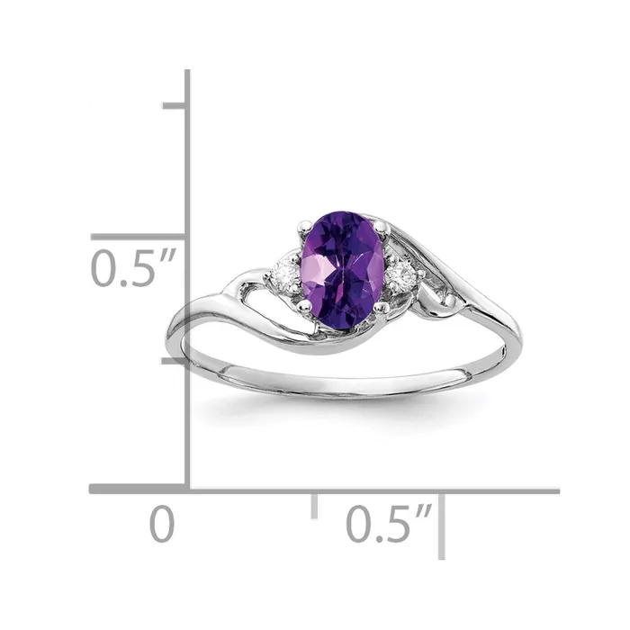 goldiaca Rings 14k White Gold 6x4mm Oval Amethyst Checker A Real Diamond ring goldiaca Rings 14k White Gold 6x4mm Oval Amethyst Checker A Real Diamond ring