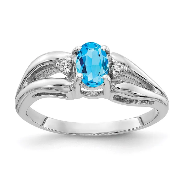 goldiaca Rings 14k White Gold 6x4mm Oval Blue Topaz AAA Real Diamond ring goldiaca Rings 14k White Gold 6x4mm Oval Blue Topaz AAA Real Diamond ring