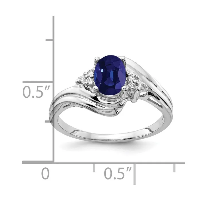 goldiaca Rings 14k White Gold 7x5mm Oval Sapphire AAA Real Diamond ring