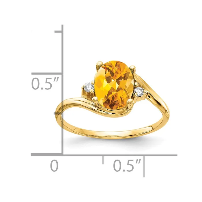 goldiaca Rings 14K Yellow Gold 8x6mm Oval Citrine VS Real Diamond ring