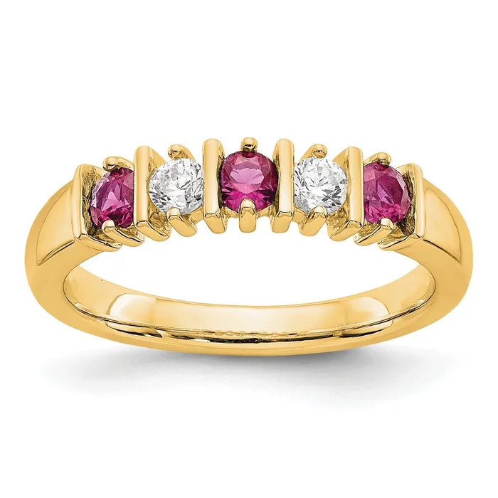 goldiaca Rings 14k Yellow Gold Real Diamond wRuby Band