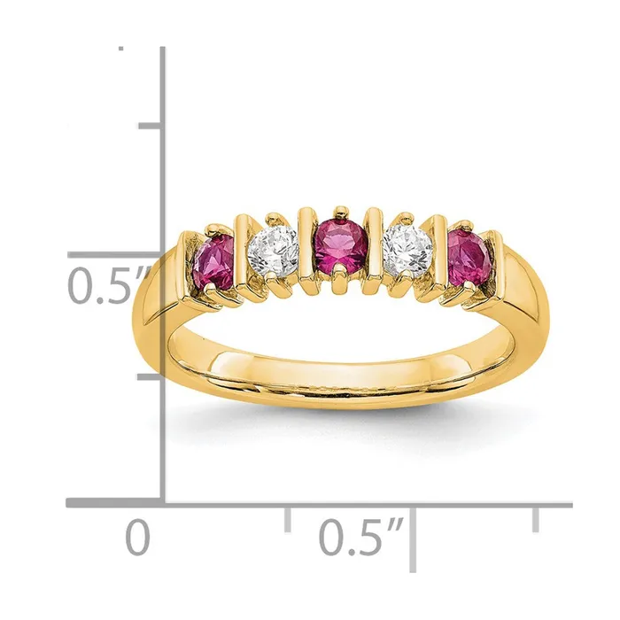 goldiaca Rings 14k Yellow Gold Real Diamond wRuby Band