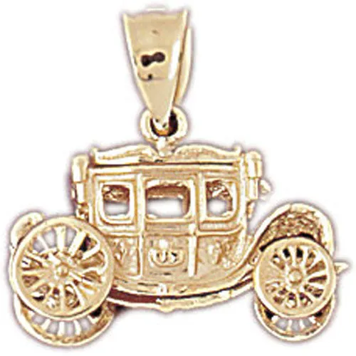 Goldia Charm Necklaces 14K Gold 3D Royal Coach Charm