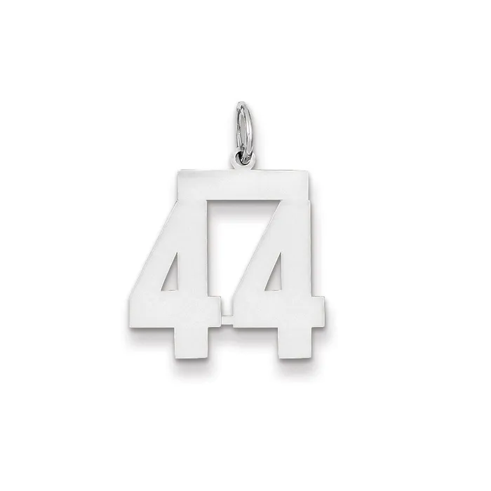 Goldia Charm Necklaces 14k White Gold WG Medium Polished Number 44 Charm